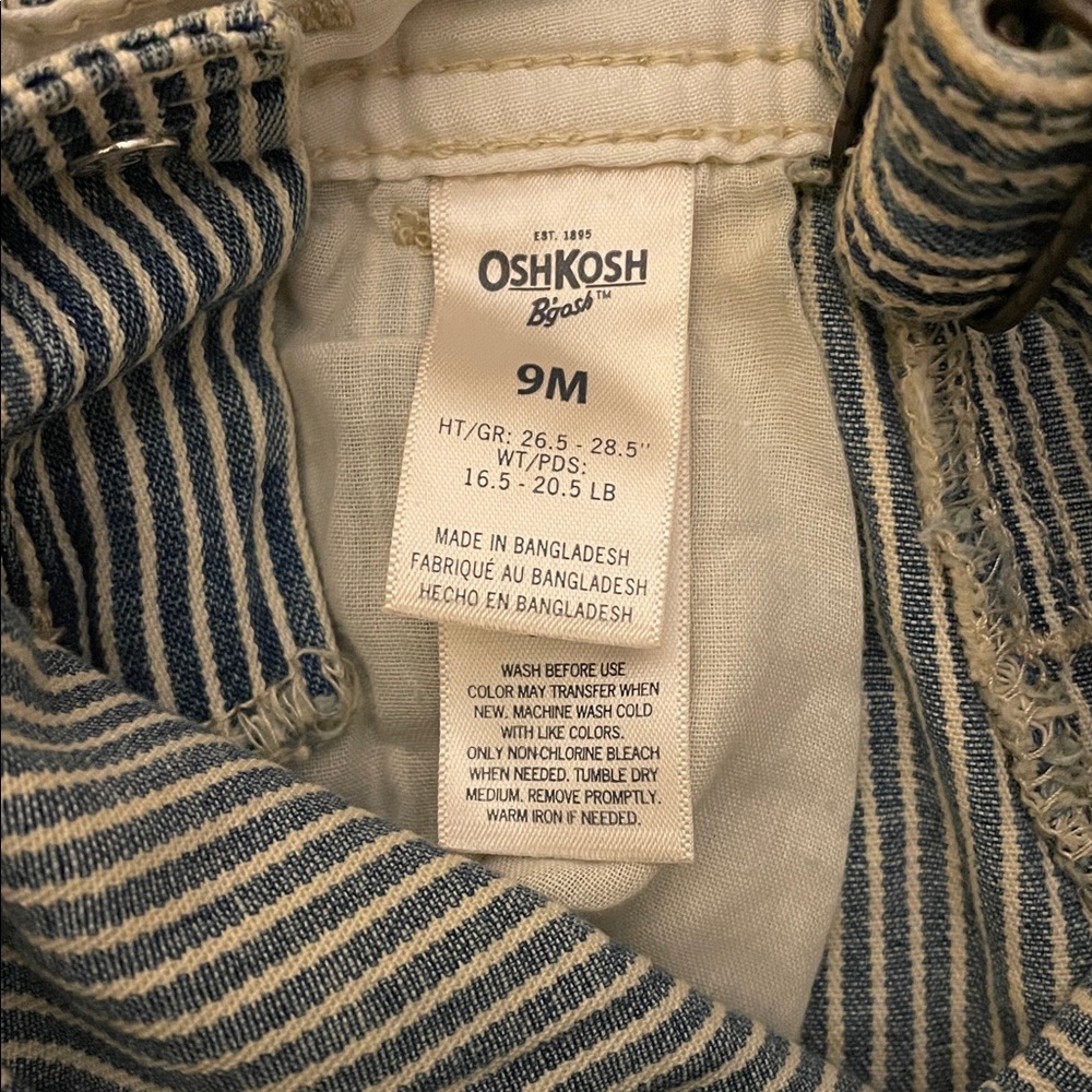 Vintage OshKosh B'gosh Navy Railroad Striped Overalls 9 months - Picture 5 of 5
